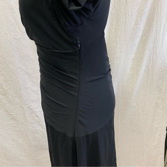 Kay Unger black ruched A Line knee length open back evening dress size 10 - Picture 9 of 15